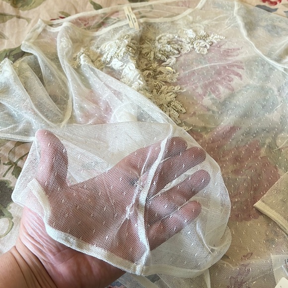 ANTHROPOLOGIE Maeve Size XL Sheer Embellished Top Whitr/Ecru Ethereal $98 NEW - Picture 10 of 16